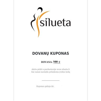 100 EUR vertės elektroninis SILUETA dovanų kuponas 100 EUR vertės elektroninis SILUETA dovanų kuponas