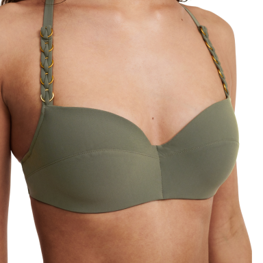 Chantelle Emblem Khaki Green maudymosi kostiumėlio liemenėlė su pakietinimu