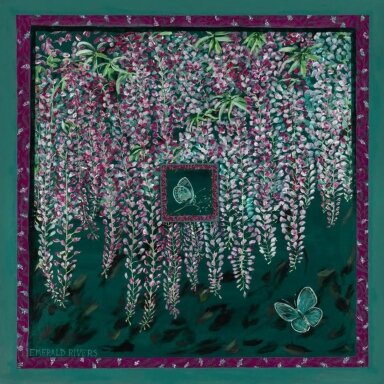 EMERALD RIVERS maža šilko skarelė Close Apart Emerald 53 × 53 cm EMERALD RIVERS maža šilko skarelė Close Apart Emerald 53 × 53 cm