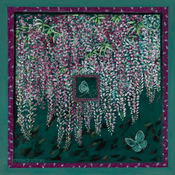EMERALD RIVERS maža šilko skarelė Close Apart Emerald 53 × 53 cm 1 EMERALD RIVERS maža šilko skarelė Close Apart Emerald 53 × 53 cm 1