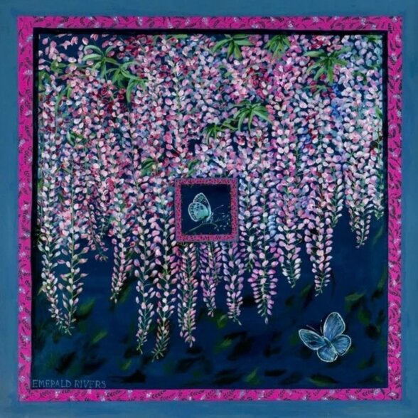 EMERALD RIVERS didelė vilnos skara Close Apart Navy Pink 100 × 100 cm 2
