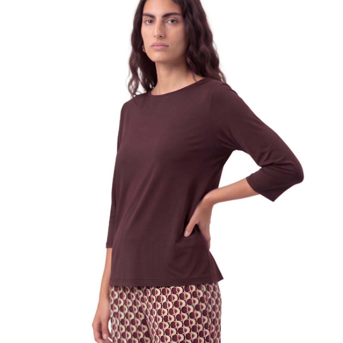 MEY marškinėliai 3/4 rankovėmis Hot Maroon MEY marškinėliai 3/4 rankovėmis Hot Maroon
