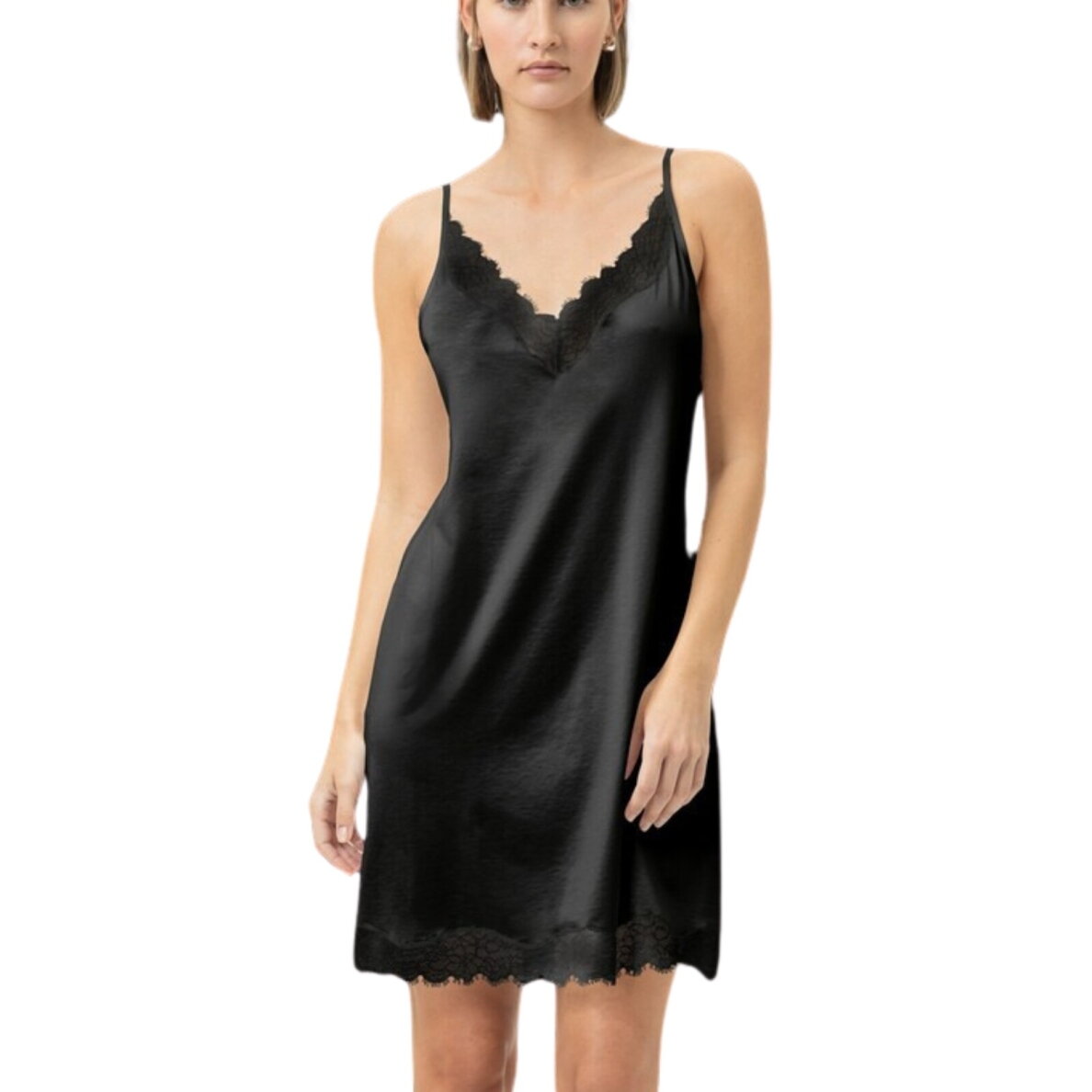 MEY Pure Shine Lace trumpi moteriški naktinukai juodi MEY Pure Shine Lace trumpi moteriški naktinukai juodi