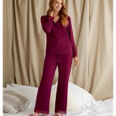 PRETTY YOU Bamboo Lace pyjama in Bordeaux