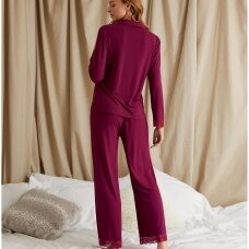 PRETTY YOU Bamboo Lace pyjama in Bordeaux